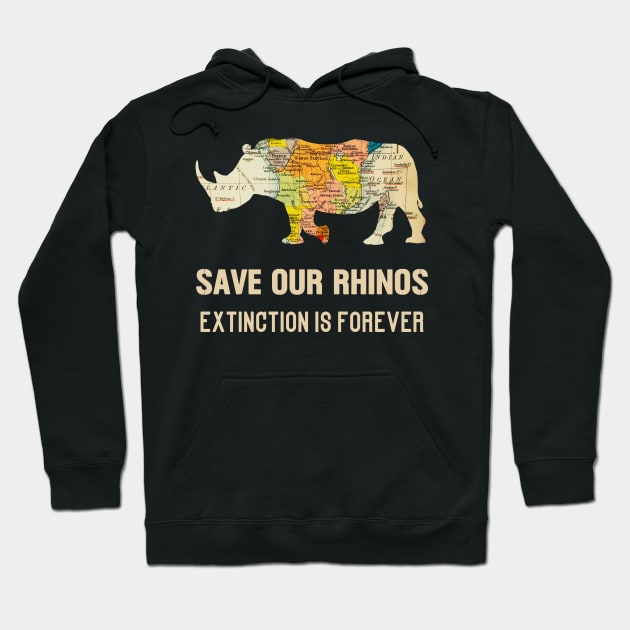 Save our Rhinos, Extinction is Forever Hoodie by scotch